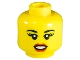Part No: 3626bpb0854  Name: Minifigure, Head Female Black Eyebrows, Thick Eyelashes, Red Lips, Open Mouth Pattern - Blocked Open Stud