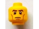 Part No: 3626bpb0920  Name: Minifigure, Head Brown Eyebrows, White Pupils, Cheek Lines, Frown Pattern - Blocked Open Stud