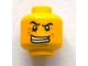 Part No: 3626bpb0921  Name: Minifigure, Head Male Black Angry Eyebrows, Evil Grin with Teeth, Wrinkles Pattern - Blocked Open Stud