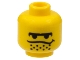 Part No: 3626bpx100  Name: Minifigure, Head Male Black Unibrow, Stubble under Dipping Mouth Line Pattern - Blocked Open Stud