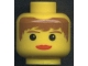 Lot ID: 345176420  Part No: 3626bpx128  Name: Minifigure, Head Female with Red Lips, Brown Hair and Eyebrows Pattern - Blocked Open Stud