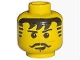 Minifig Head Johnny Thunder / Knight, Moustache Black Bangs and Sideburns, Cleft Chin Print