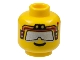 Part No: 3626bpx157  Name: Minifigure, Head Glasses with Silver Sunglasses and Red Headset Pattern - Blocked Open Stud