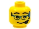 Part No: 3626bpx24  Name: Minifigure, Head Glasses with Blue Glasses and Headset Pattern - Blocked Open Stud