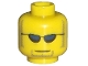 Part No: 3626bpx299  Name: Minifigure, Head Glasses with Dark Blue Sunglasses, Closed Mouth, Light Brown Sideburns and Goatee Pattern - Blocked Open Stud