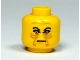 Part No: 3626bpx34  Name: Minifigure, Head Male Angry Black Eyebrows, Brown Wrinkles Pattern - Blocked Open Stud