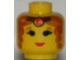 Part No: 3626bpx67  Name: Minifigure, Head Female Tiara, Brown Curly Hair, Red Lips Pattern - Blocked Open Stud