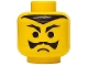 Part No: 3626bpx74  Name: Minifigure, Head Black Pointed Eyebrows, Moustache, and Hairline, Frown Pattern - Blocked Open Stud
