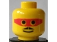 Part No: 3626bpx77  Name: Minifigure, Head Black Moustache, Red Mask with Eye Holes, Standard Grin Pattern - Blocked Open Stud