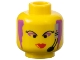 Part No: 3626bpx86  Name: Minifigure, Head Female with Black Thin Eyebrows, Purple Hair and Eye Shadow, Headset with Microphone, and Red Lips Narrow Pattern - Blocked Open Stud