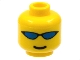 Part No: 3626bpx87  Name: Minifigure, Head Glasses with Blue Wrap Sunglasses and Standard Smile Pattern - Blocked Open Stud