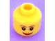 Part No: 3626cpb0205  Name: Minifigure, Head Female with Brown Thin Eyebrows, White Pupils and Short Eyelashes, Wide Smile with Red Lips Pattern - Hollow Stud