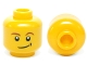 Part No: 3626cpb0278  Name: Minifigure, Head Reddish Brown Eyebrows, White Pupils, Lopsided Smile with Black Dimple Pattern - Hollow Stud
