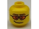 Part No: 3626cpb0469  Name: Minifigure, Head Glasses with Orange Sunglasses, Brown Eyebrows and Crooked Smile Pattern - Hollow Stud