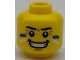 Part No: 3626cpb0505  Name: Minifigure, Head Face Paint with Blue and White Painted Cheeks and Grin Pattern - Hollow Stud
