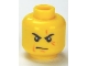 Part No: 3626cpb0526  Name: Minifigure, Head Male Stern Black Eyebrows, White Pupils, Frown, Scar Across Left Eye, Chin Dimple Pattern - Hollow Stud