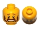 Part No: 3626cpb0582  Name: Minifigure, Head Moustache Handlebar and Sideburns Brown, Scared Pattern - Hollow Stud