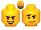Part No: 3626cpb0586  Name: Minifigure, Head Dual Sided Black Curved Eyebrows, Brown Chin Dimple, Laughing / Worried Pattern - Hollow Stud