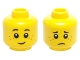 Part No: 3626cpb0595  Name: Minifigure, Head Dual Sided Child Black Eyebrows, Dark Orange Freckles, Smile / Sad Frown Pattern - Hollow Stud