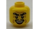 Part No: 3626cpb0610  Name: Minifigure, Head Male Thick Eyebrows, Thin Black Moustache, Cheek Dimples, and Sinister Open Smile Pattern - Hollow Stud
