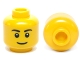 Part No: 3626cpb0628  Name: Minifigure, Head Black Eyebrows, Thin Grin, Black Eyes with White Pupils Pattern - Hollow Stud