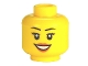 Part No: 3626cpb0633  Name: Minifigure, Head Female Black Eyebrows and Eyelashes, Medium Nougat Lips, and Open Mouth Smile with Teeth Pattern - Hollow Stud