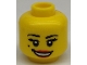 Part No: 3626cpb0658  Name: Minifigure, Head Female Black Eyebrows, Eyelashes, and Beauty Mark, Red Lips, Open Mouth Smile with Teeth Pattern - Hollow Stud (BAM)