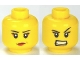 Part No: 3626cpb0681  Name: Minifigure, Head Dual Sided Female Eyelashes and Red Lips, Determined / Angry Pattern - Hollow Stud