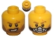 Part No: 3626cpb0870  Name: Minifigure, Head Dual Sided Light Brown Eyebrows and Beard, Scar, Open Mouth with Teeth / Breathing Apparatus Pattern - Hollow Stud