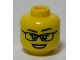 Part No: 3626cpb0981  Name: Minifigure, Head Female Black Glasses, Dark Brown Eyebrows, Medium Nougat Lips, and Open Mouth Smile with Teeth Pattern - Hollow Stud