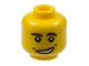 Lot ID: 161962643  Part No: 3626cpb1001  Name: Minifigure, Head Male Dark Brown Eyebrows (Left Curved Down), Open Side Smile with Dimples (No Chin Dimple) Pattern - Hollow Stud