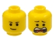 Part No: 3626cpb1028  Name: Minifigure, Head Dual Sided Black Eyebrows, Lopsided Smile / Open Mouth Scared Pattern (Emmet) - Hollow Stud