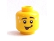 Part No: 3626cpb1031  Name: Minifigure, Head Male Black Eyebrows, Smile with Red Tongue Out and White Sweat Drops on Forehead Pattern - Hollow Stud