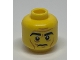 Part No: 3626cpb1049  Name: Minifigure, Head Black Eyebrows, White Pupils, Wrinkles, Cheek Lines, Frown Pattern - Hollow Stud