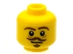Part No: 3626cpb1051  Name: Minifigure, Head Brown Eyebrows, Goatee and Moustache, White Pupils Pattern - Hollow Stud