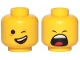 Lot ID: 399718466  Part No: 3626cpb1101  Name: Minifigure, Head Dual Sided Winking and Lopsided Smile / Closed Eyes and Yawning Pattern (Emmet) - Hollow Stud