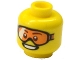 Part No: 3626cpb1115  Name: Minifigure, Head Glasses with Orange Goggles, Open Mouth Smile with Teeth Pattern - Hollow Stud