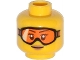 Part No: 3626cpb1129  Name: Minifigure, Head Female Glasses with Orange Goggles and Buff Lips Pattern - Hollow Stud