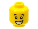 Part No: 3626cpb1180  Name: Minifigure, Head Black Eyebrows, Wide Eyes, Open Mouth Smile with Teeth Pattern - Hollow Stud