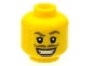 Part No: 3626cpb1188  Name: Minifigure, Head Moustache Dark Tan Thin, Goatee, Wide Smile with Teeth Pattern - Hollow Stud