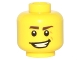 Part No: 3626cpb1214  Name: Minifigure, Head Dark Brown Eyebrows, Crooked Smile and Laugh Lines Pattern - Hollow Stud