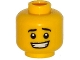 Part No: 3626cpb1231  Name: Minifigure, Head Black Eyebrows, White Pupils, Crooked Open Mouth Smile with Teeth Pattern - Hollow Stud