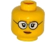 Part No: 3626cpb1238  Name: Minifigure, Head Female Glasses Gray Frames and White Lenses, Eyelashes, Pale Brown Lips Pattern - Hollow Stud