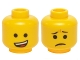 Part No: 3626cpb1243  Name: Minifigure, Head Dual Sided Open Lopsided Smile / Pinched Eyebrows and Frown Pattern (Emmet) - Hollow Stud