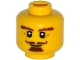 Part No: 3626cpb1253  Name: Minifigure, Head Beard Brown, Goatee, Curly Moustache, Bushy Eyebrows, Thin Smile Pattern - Hollow Stud