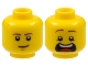 Part No: 3626cpb1280  Name: Minifigure, Head Dual Sided Brown Eyebrows, White Pupils, Slight Smile and Cleft Chin / Open Mouth Scared Pattern (McScrubs) - Hollow Stud
