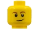 Part No: 3626cpb1286  Name: Minifigure, Head Reddish Brown Eyebrows, White Pupils, Lopsided Smile and Medium Nougat Dimple Pattern - Hollow Stud