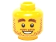Part No: 3626cpb1305  Name: Minifigure, Head Reddish Brown Bushy Eyebrows, Moustache, and Beard Stubble, Open Mouth Smile with Teeth Pattern - Hollow Stud