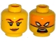 Part No: 3626cpb1326  Name: Minifigure, Head Dual Sided Female Dark Red Eyebrows, Dark Tan Lips, Smile / Bright Light Orange Mask, White Eyes, Open Mouth Pattern - Hollow Stud