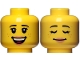 Part No: 3626cpb1352  Name: Minifigure, Head Dual Sided Female Black Eyebrows, Freckles, Eyelashes, Nougat Lips, Open Smile with Teeth and Tongue / Sleeping Pattern - Hollow Stud